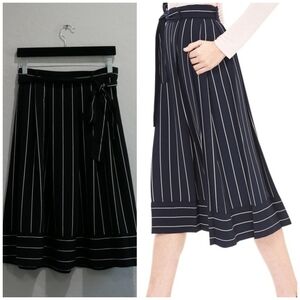 Banana Republic Black and White Striped Midi Skirt